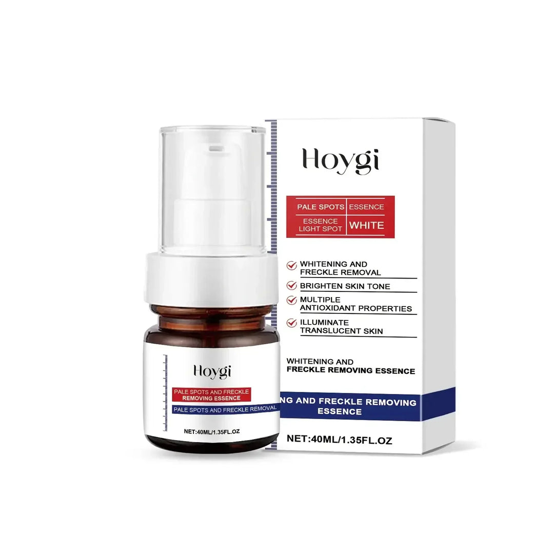 Hoygi whitening and freckle removing essence bottle and box, 40ml skin brightening serum