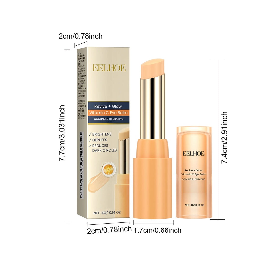 EELHOE Vitamin C Eye Balm stick with packaging, brightens, depuffs, reduces dark circles, 4g