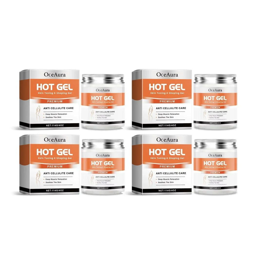 OceAura Hot Gel premium anti cellulite care cream jars and boxes for skin toning and shaping