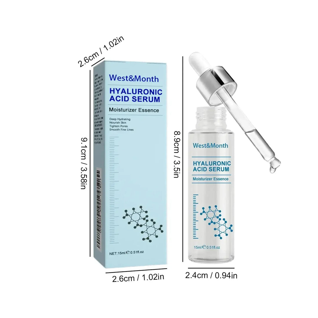 West&Month hyaluronic acid serum moisturizer essence with dropper and blue packaging
