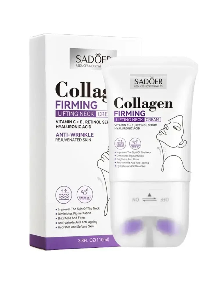 Sadoer Collagen Firming Lifting Neck Cream with Vitamin C, E, Retinol Serum, and Hyaluronic Acid for anti-wrinkle skin care