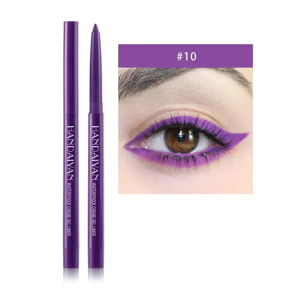 Handaiyan waterproof purple gel eyeliner with eye makeup swatch in shade #10