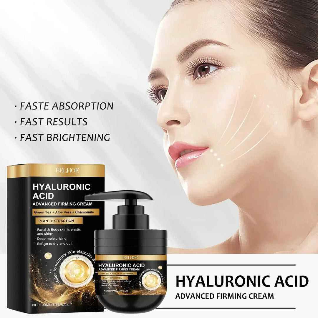 Hyaluronic acid advanced firming cream with green tea and aloe vera for fast skin brightening