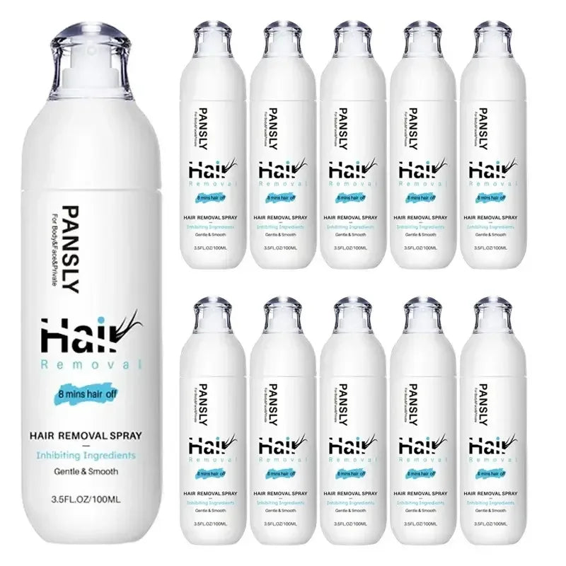 Pansly hair removal spray bottles, gentle and smooth formula with inhibiting ingredients, 3.5 FL OZ each