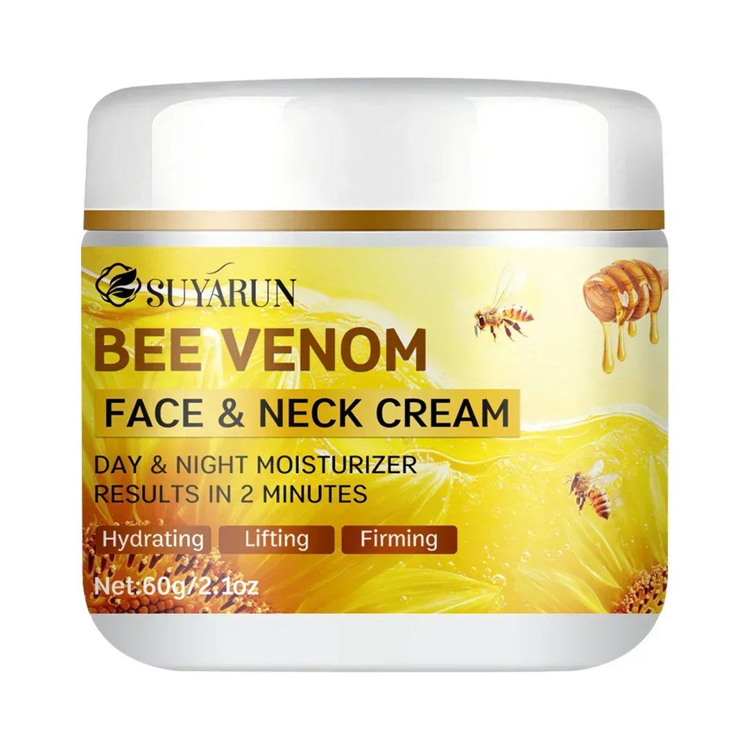 Suyarun Bee Venom face and neck cream jar with honey and bees, moisturizing, lifting, firming