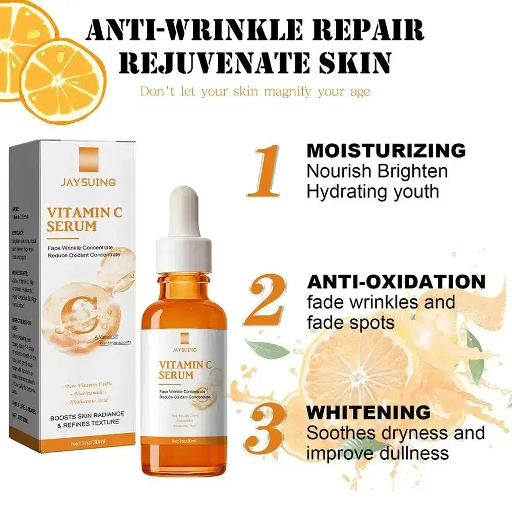 Jaysuing Vitamin C Serum with orange slices, anti-wrinkle repair, moisturizing, anti-oxidation, whitening benefits