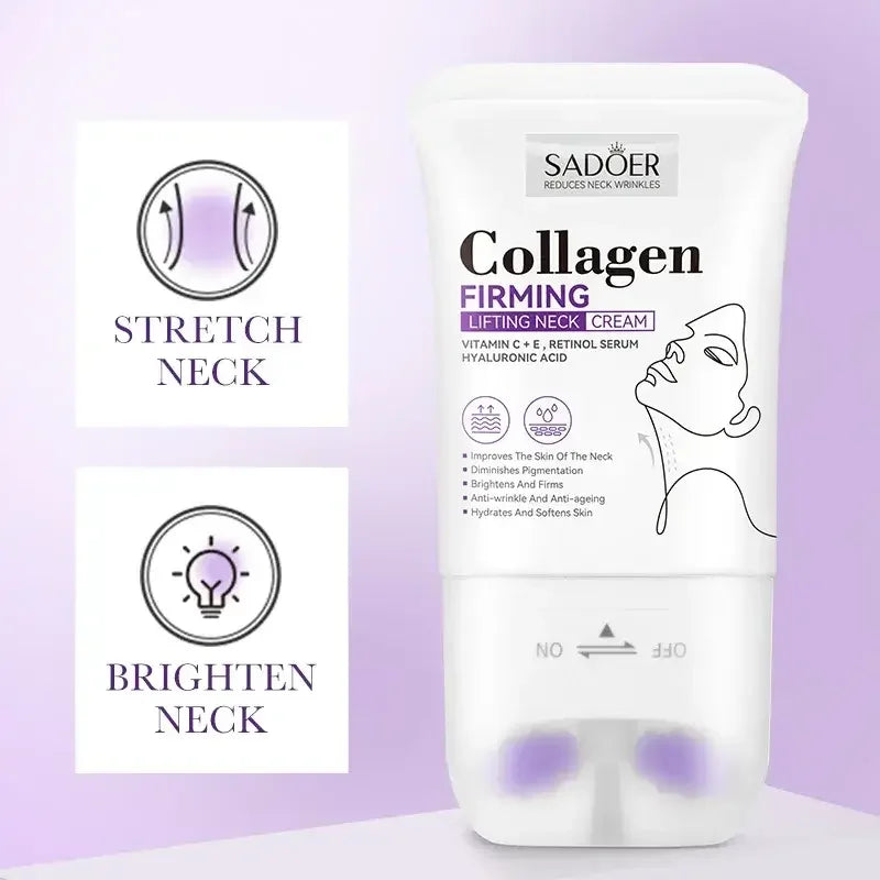Sadoer Collagen Firming Lifting Neck Cream with Vitamin C, E, Retinol, and Hyaluronic Acid for anti-aging and brightening