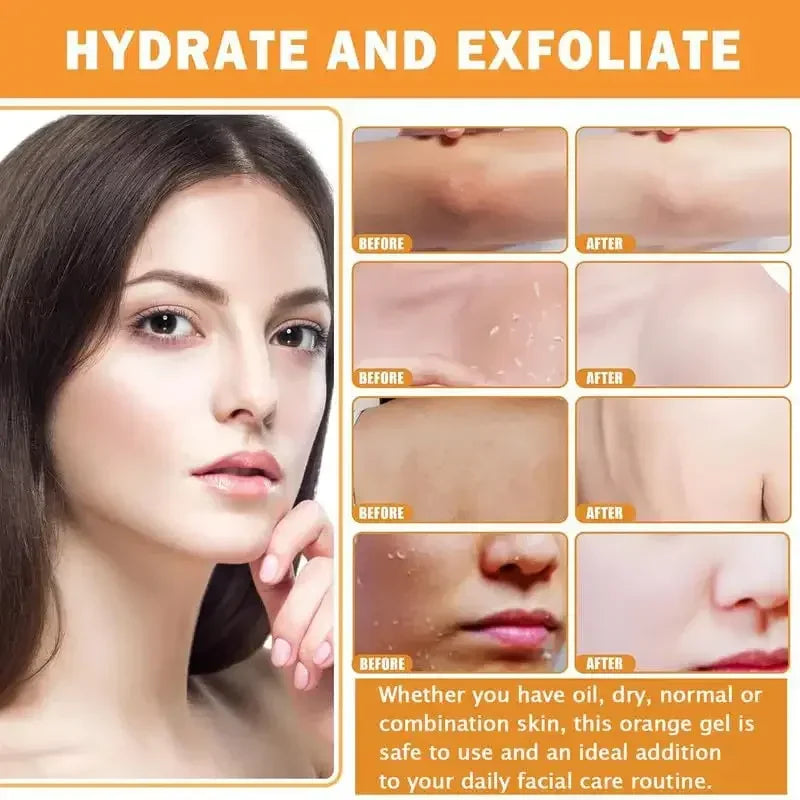 Hydrate and exfoliate skincare before and after images showing improved smooth skin texture