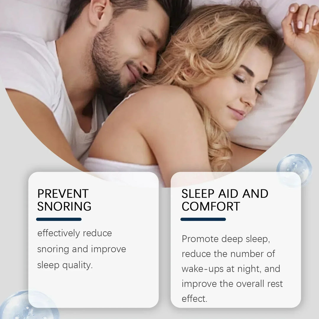 Couple sleeping peacefully highlighting benefits of snoring prevention and sleep aid for better rest