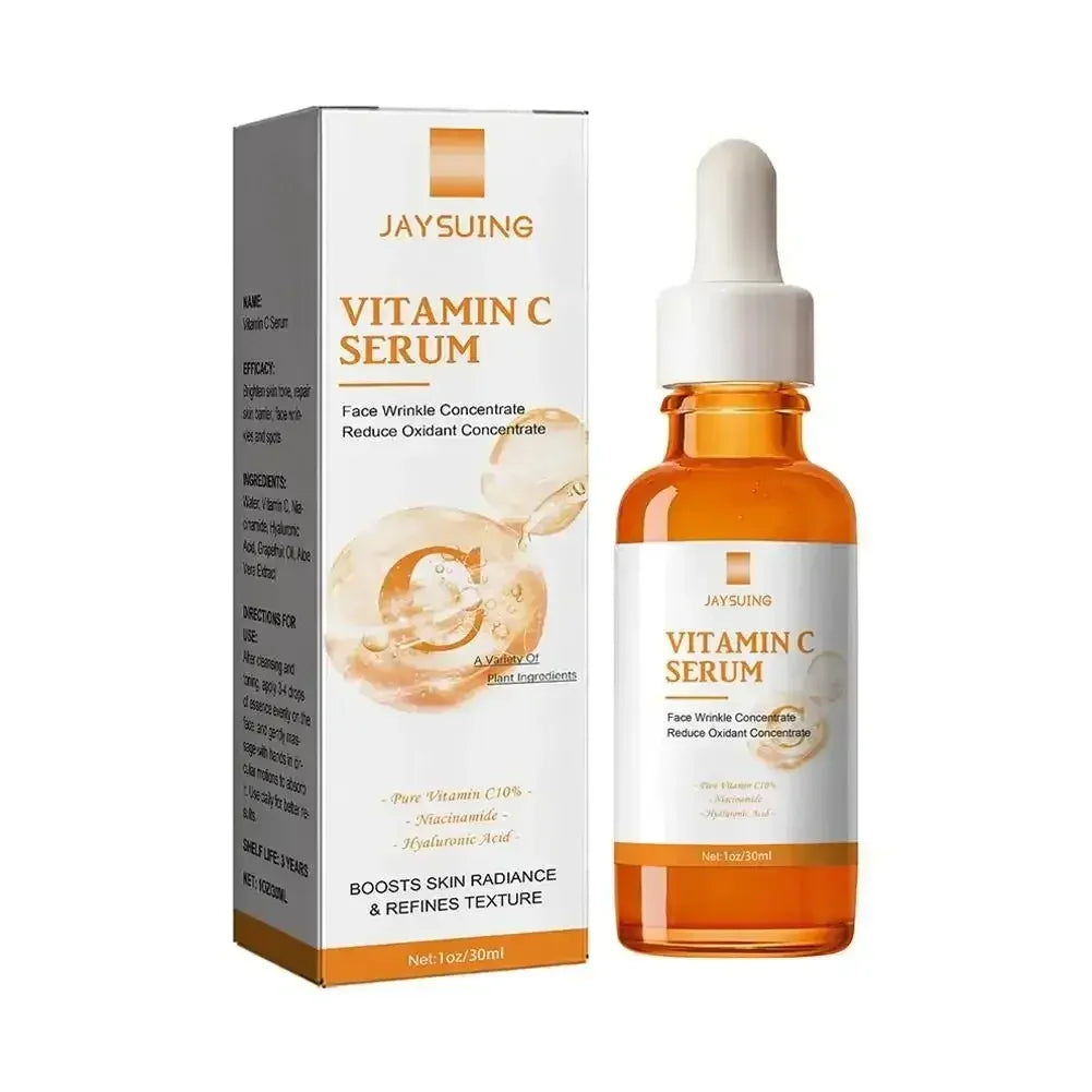 Jaysuing Vitamin C Serum bottle and box for face wrinkle care and skin radiance boost