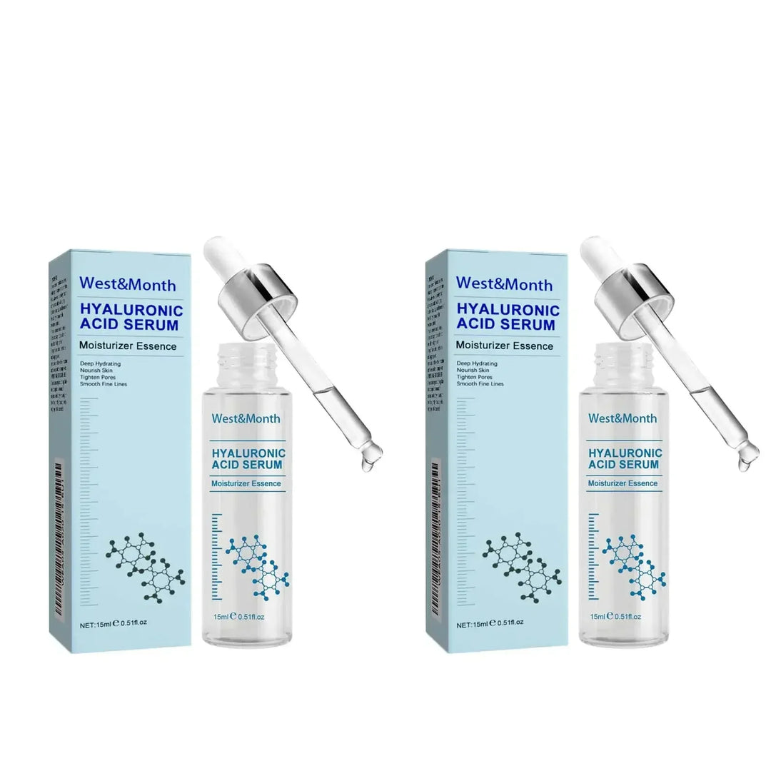 West&Month hyaluronic acid serum moisturizer essence with dropper and blue packaging, 15ml skincare product
