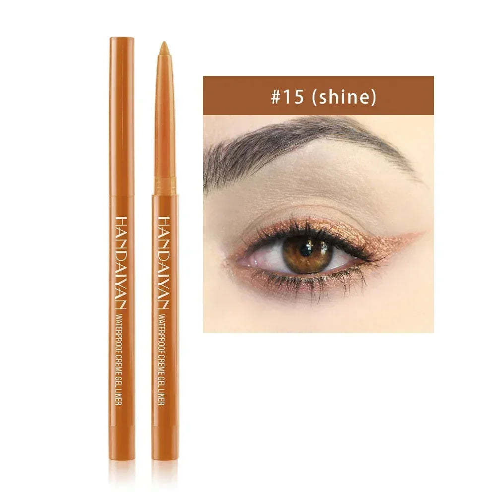 Handaiyan waterproof creme gel liner in shade #15 shine with eye makeup swatch
