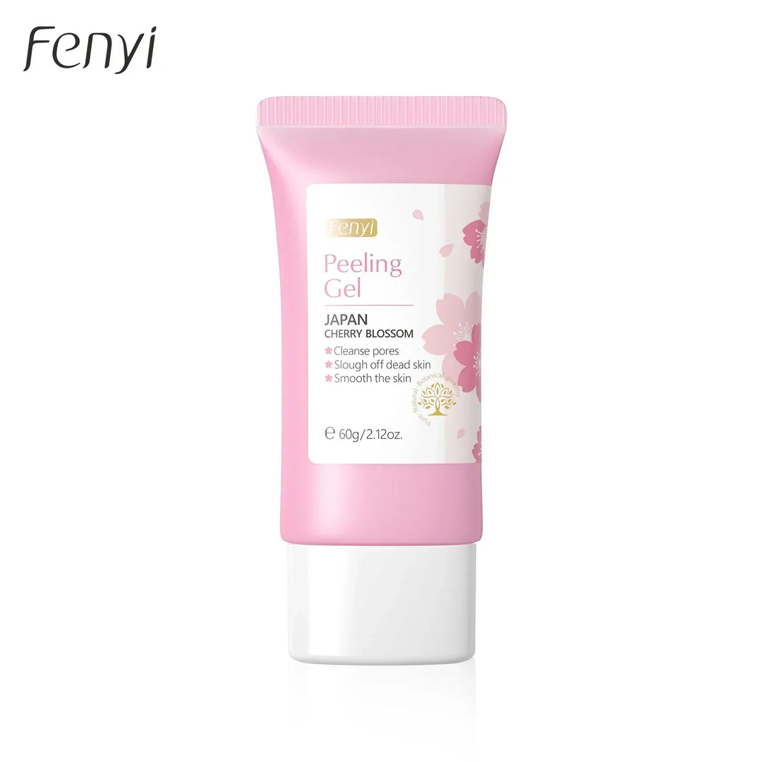 Fenyi Japan Cherry Blossom peeling gel in pink squeeze tube for pore cleansing and skin smoothing