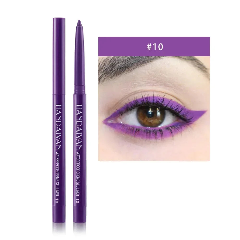 Purple HANDAIYAN waterproof creme gel eyeliner with close-up of eye makeup #10