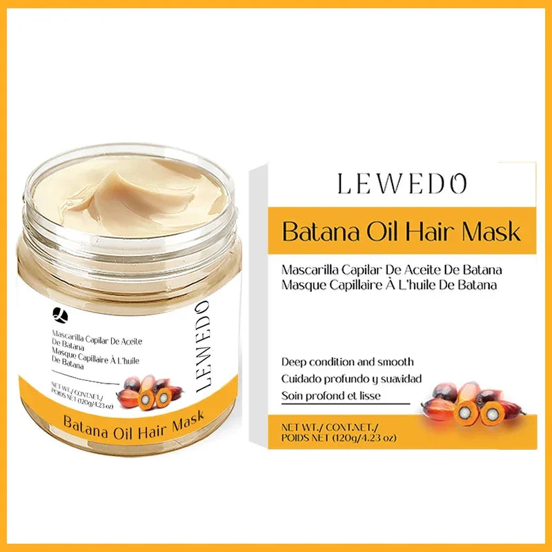 Lewedo Batana Oil Hair Mask jar and box for deep conditioning and smooth hair treatment