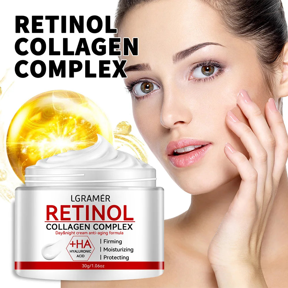 Retinol collagen complex cream with hyaluronic acid for firming, moisturizing, and protecting skin