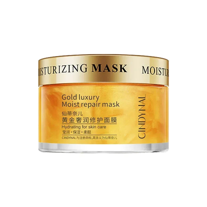 Gold luxury moist repair mask jar by Cindynal for hydrating skin care with moisturizing formula