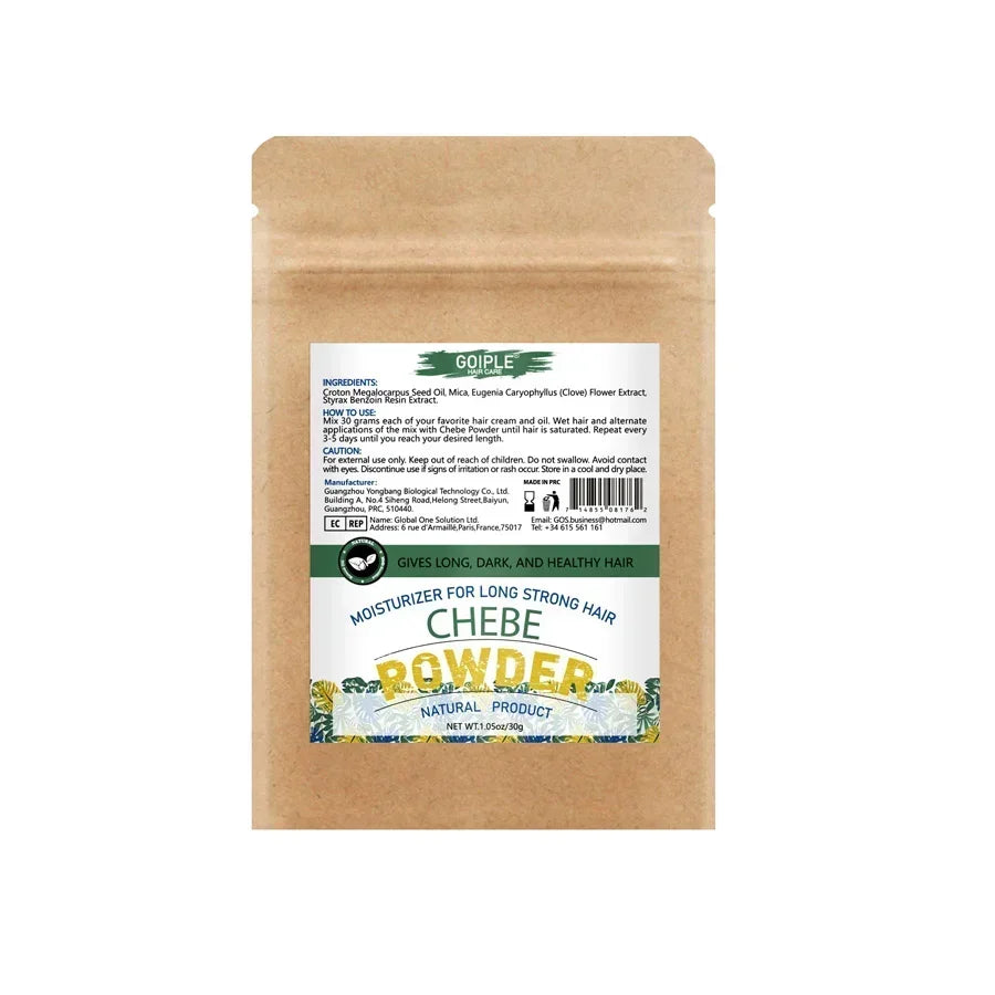 Goiple Chebe Powder natural moisturizer for long strong healthy hair in brown resealable pouch