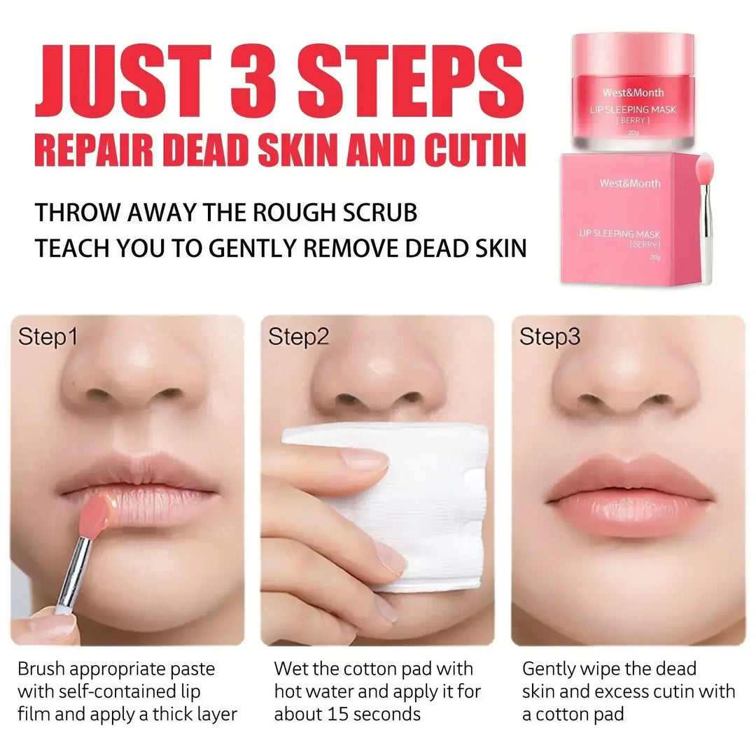 West&Month lip sleeping mask berry in 3-step lip care to repair dead skin and cutin