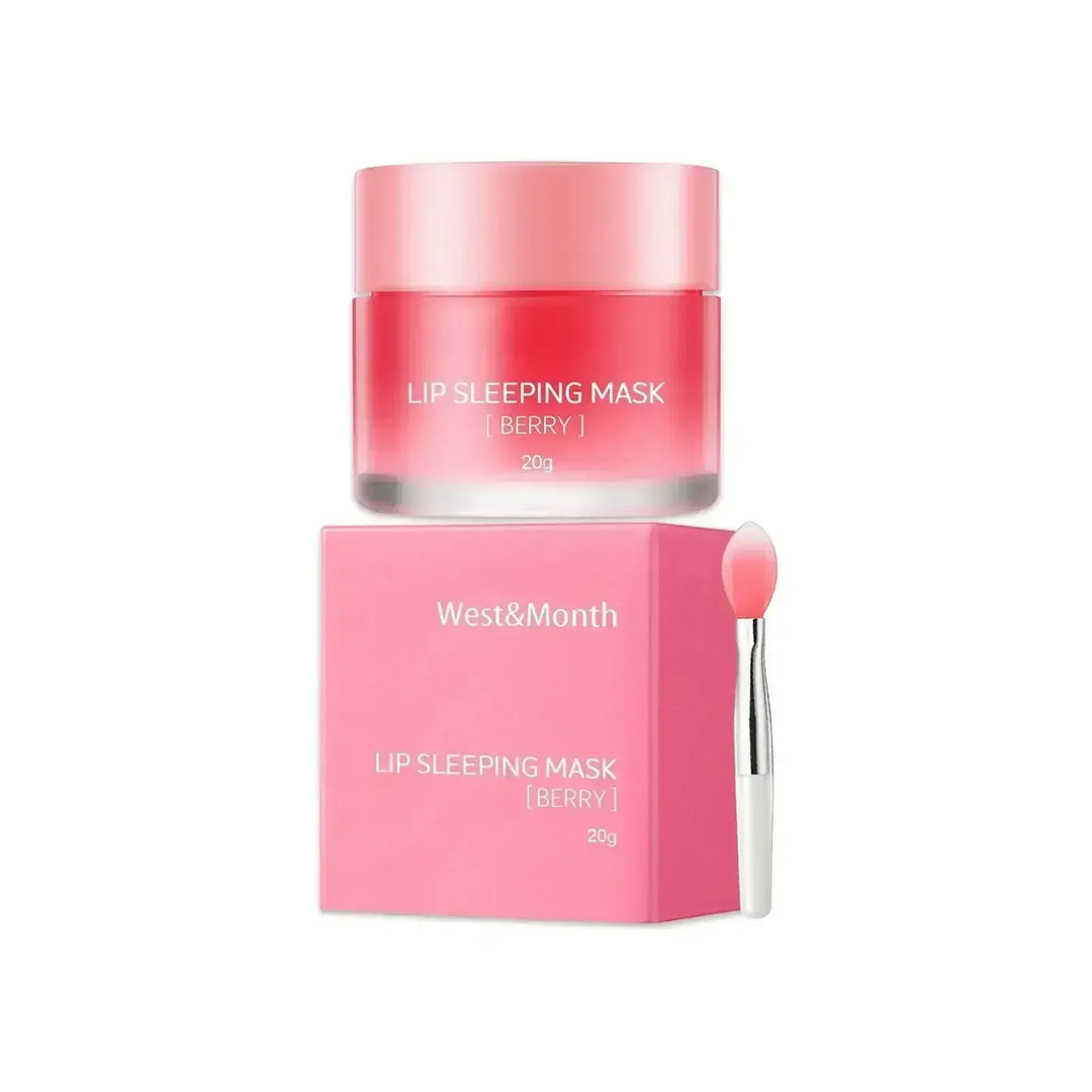 West&Month Berry Lip Sleeping Mask 20g with applicator and matching pink packaging