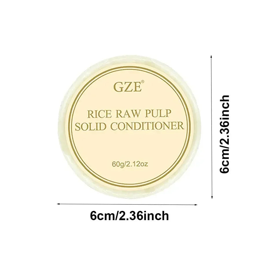 GZE Rice Raw Pulp Solid Conditioner in round container, 60g with 6cm diameter size