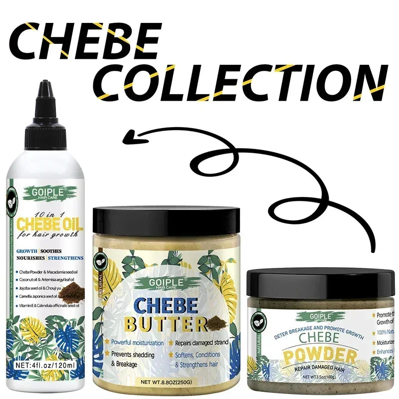 Goiple hair care Chebe Collection with Chebe Oil, Chebe Butter, and Chebe Powder for hair growth and repair