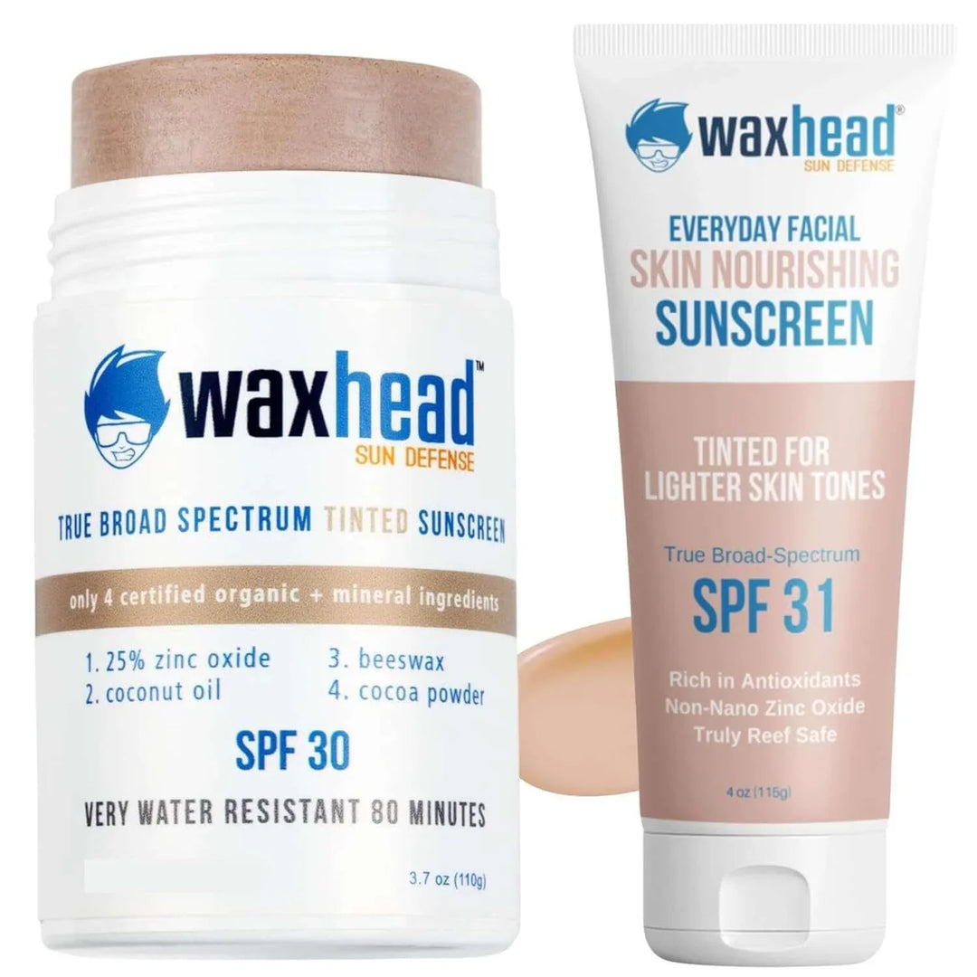 Waxhead tinted sunscreen products with SPF 30 and SPF 31, mineral ingredients, broad-spectrum sun protection