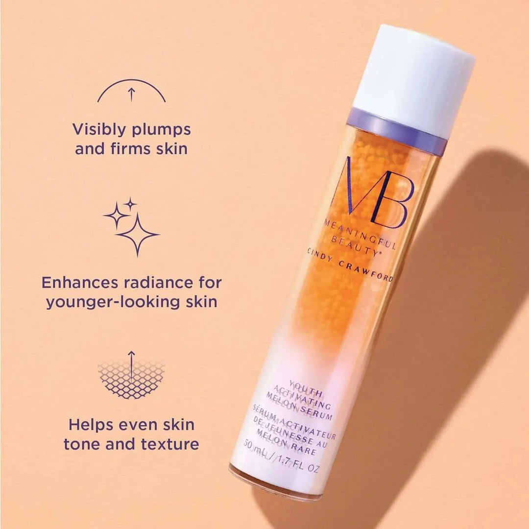 Meaningful Beauty Youth Activating Melon Serum bottle with benefits: plumps, firms skin, enhances radiance, evens tone