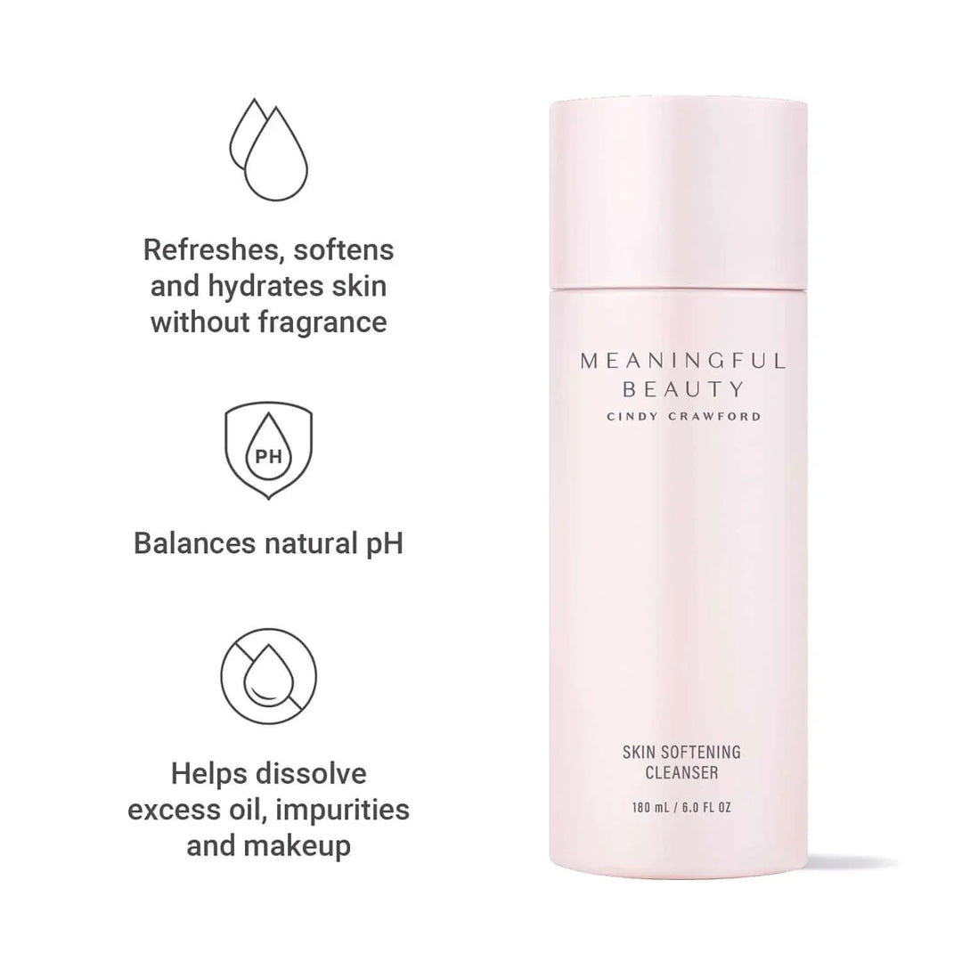 Meaningful Beauty skin softening cleanser by Cindy Crawford, 180ml, hydrates and balances pH
